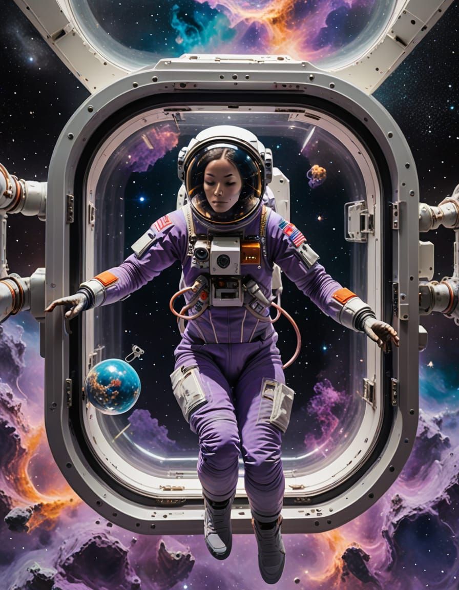 Astronaut in Bikini Prepares for Space Walk