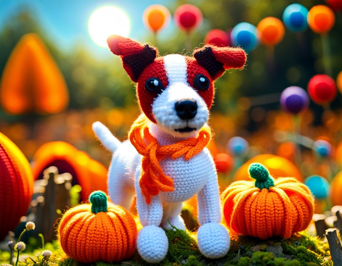 Adorable Knitted Halloween Dog in Amigurumi Style
