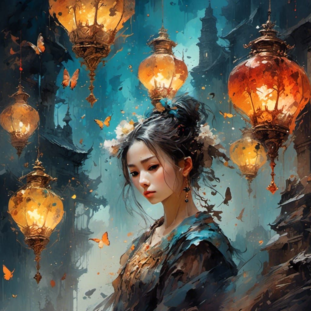 Fantastical Lanterns in Detailed Matte Painting Style