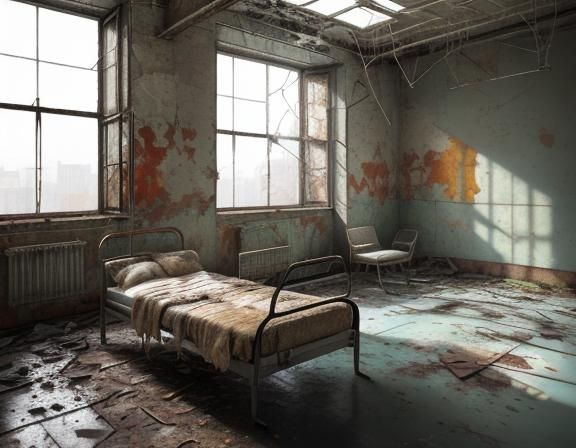Derelict Hospital Interior in Expressionist Style