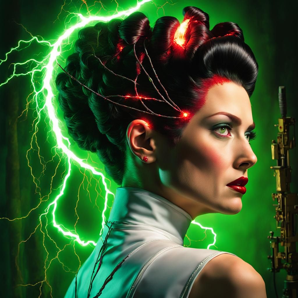 Bride of Frankenstein Portrait with Lightning Updo