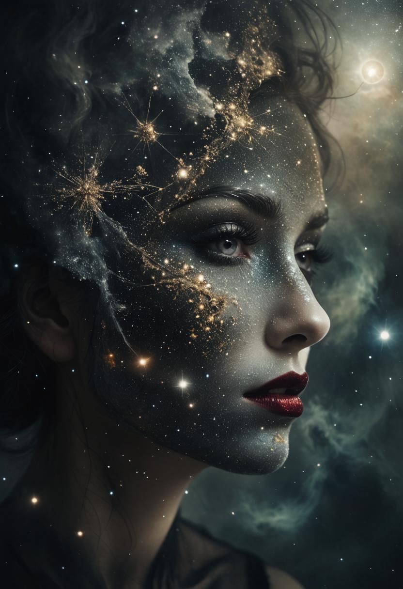 Surreal Cosmic Beauty with Nebula Backdrop