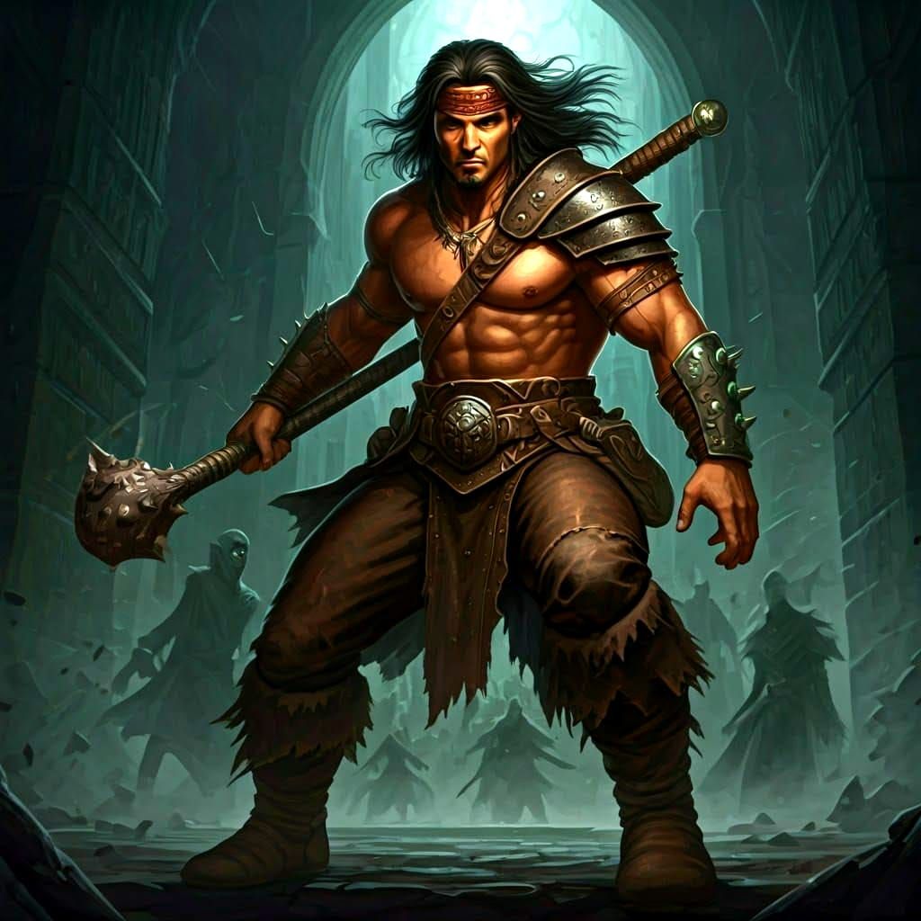 Epic Dungeons and Dragons Warrior in Dark Leather Armor