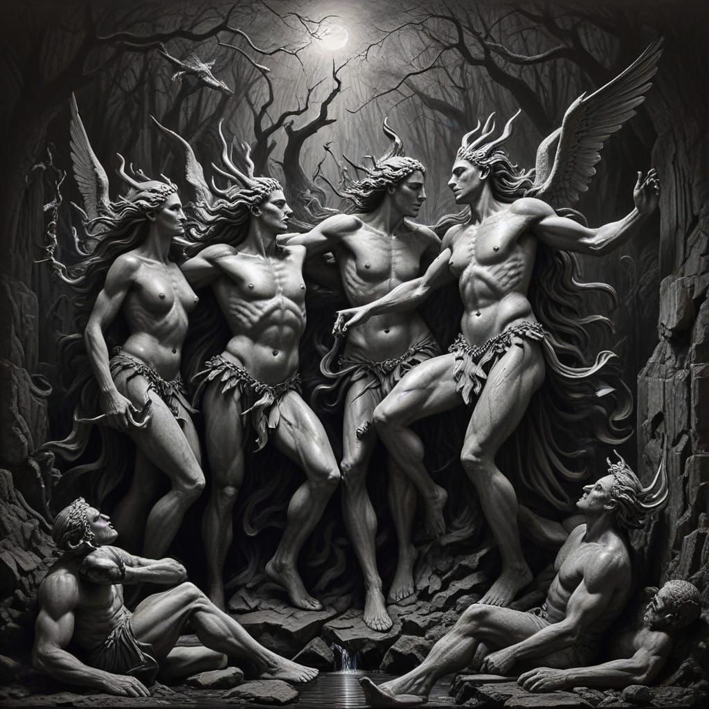 Mystical Charcoal Drawings of Reimagined Myths