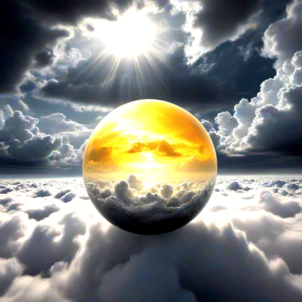 Surreal Celestial Scene in Cyberpunk Style