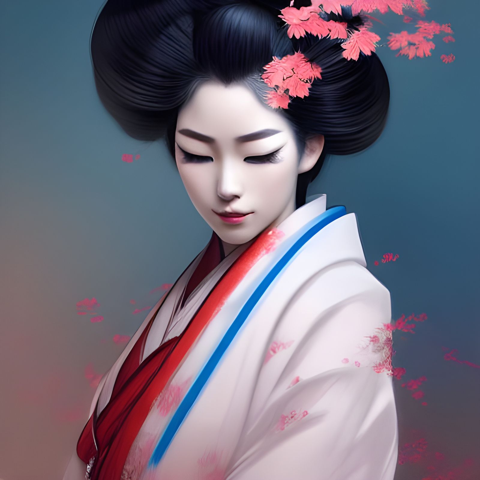Geisha Portrait in Art Nouveau Style