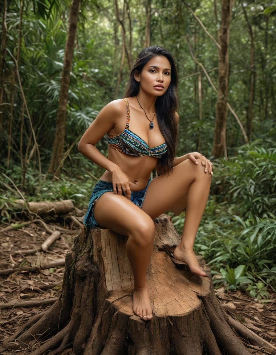 Peruvian Beauty in Forest, High Resolution