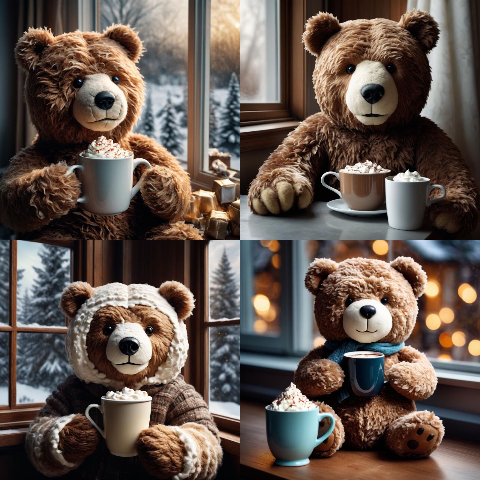 Giant Teddy Bear Drinks Hot Chocolate