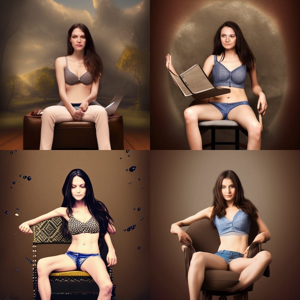 Brunette Woman in Jeans: Fantasy Concept Art