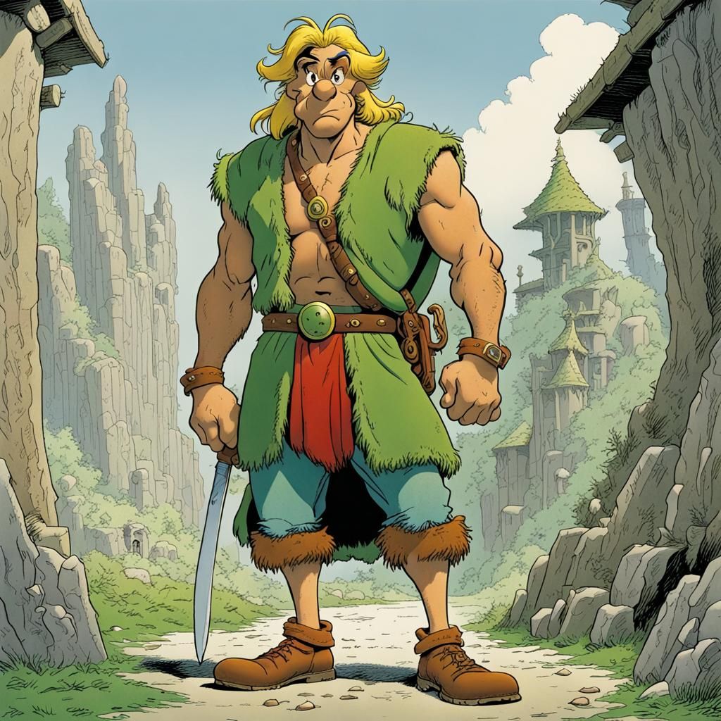 Asterix as Shaggy in Moebius Style