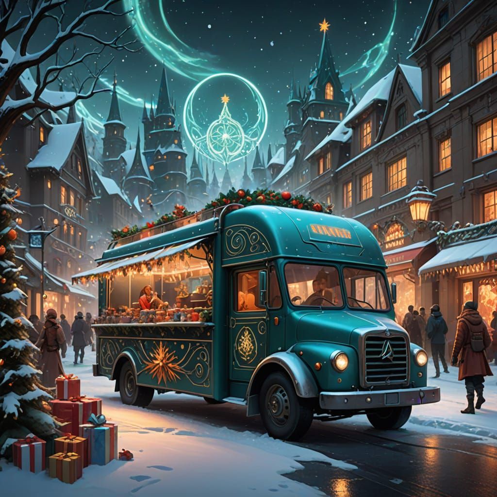 Nostalgic Fantasy Food Truck in Art Nouveau Style