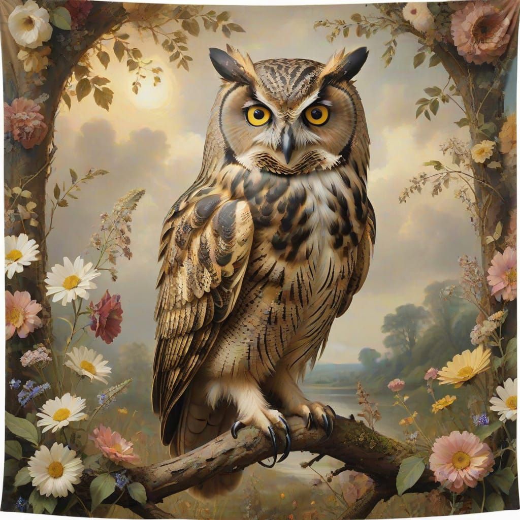 Majestic Owl in Vintage Bloom