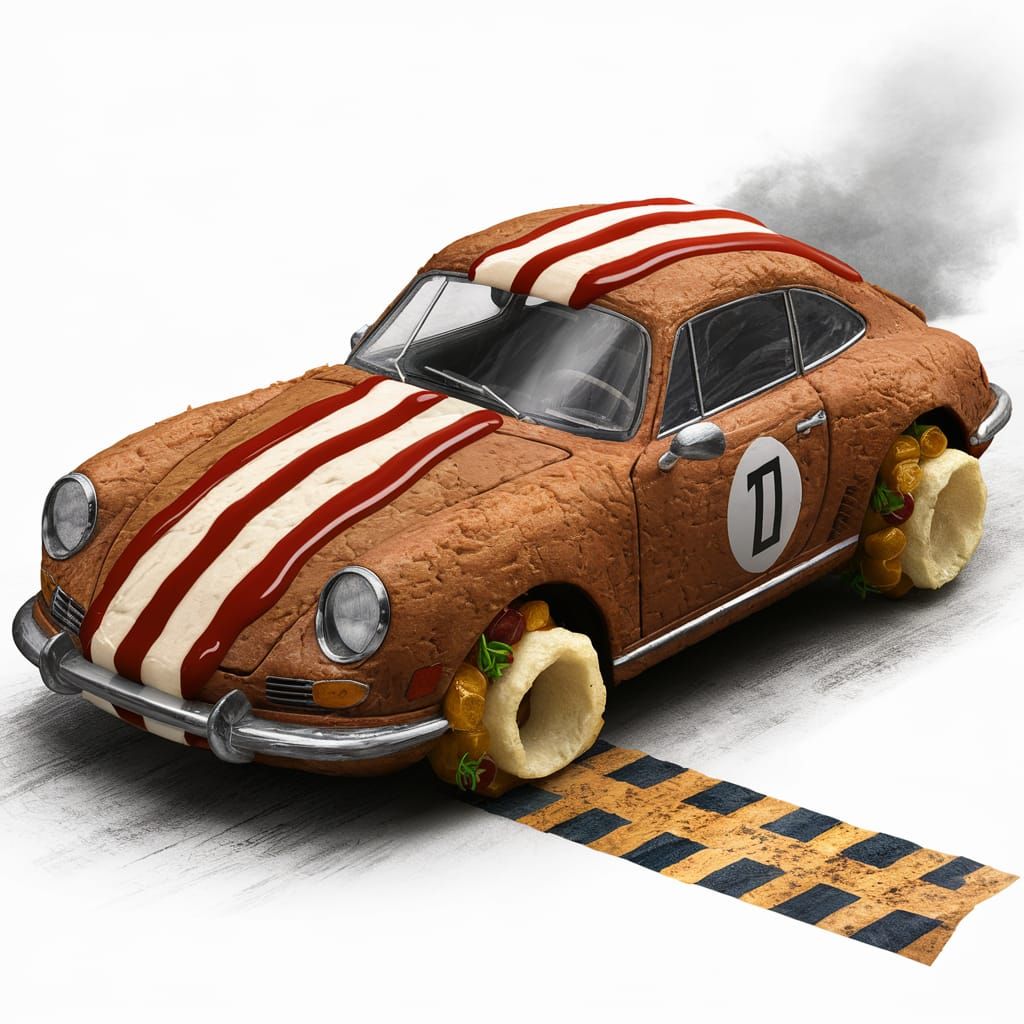 Meatloaf Race Car with Ketchup Racing Stripes