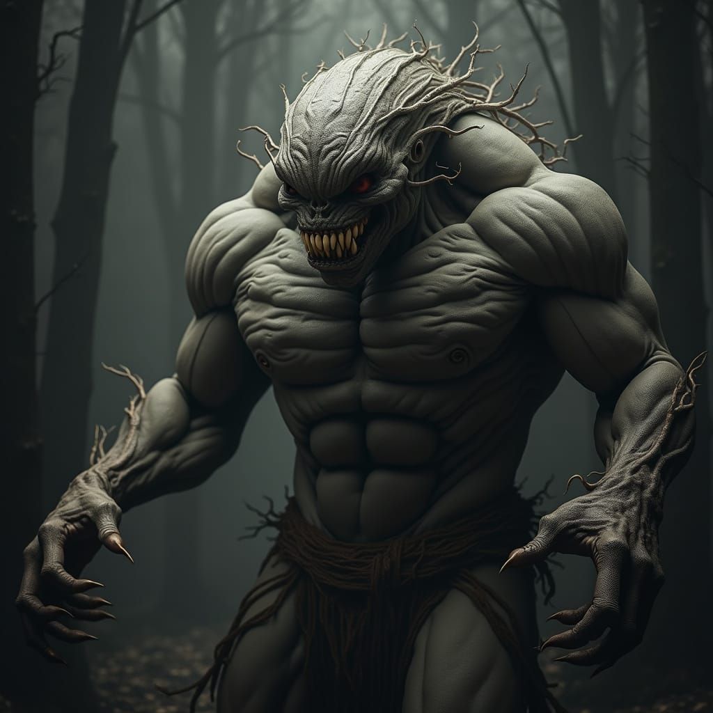 Muscular Monster Emerges from Dark Atmosphere