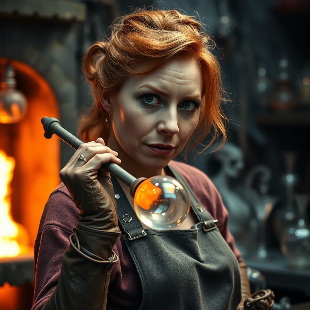 Redhead Glassblower in Murano, Italy