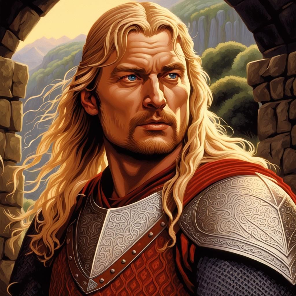 Eomer of Rohan in Fantasy Illustration Style