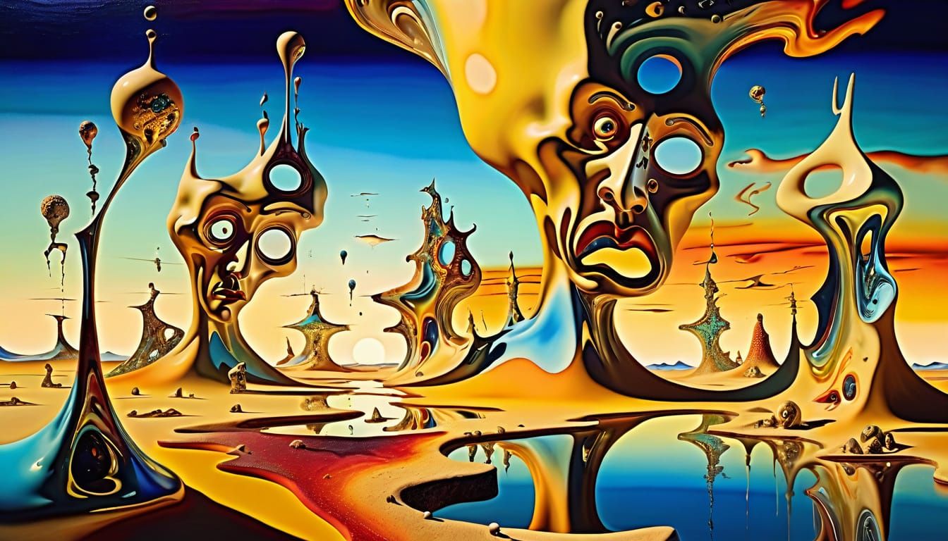 Surreal Melting Figure in Salvador Dali Style