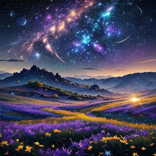 Cinematic Night Sky with Twinkling Stardust