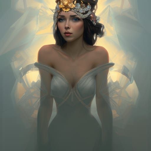 Diamond Queen Portrait in Hyperdetailed Concept Art