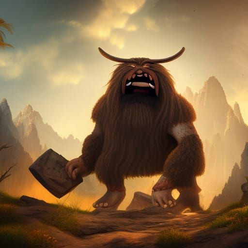 Caveman Emoji: Detailed Matte Painting