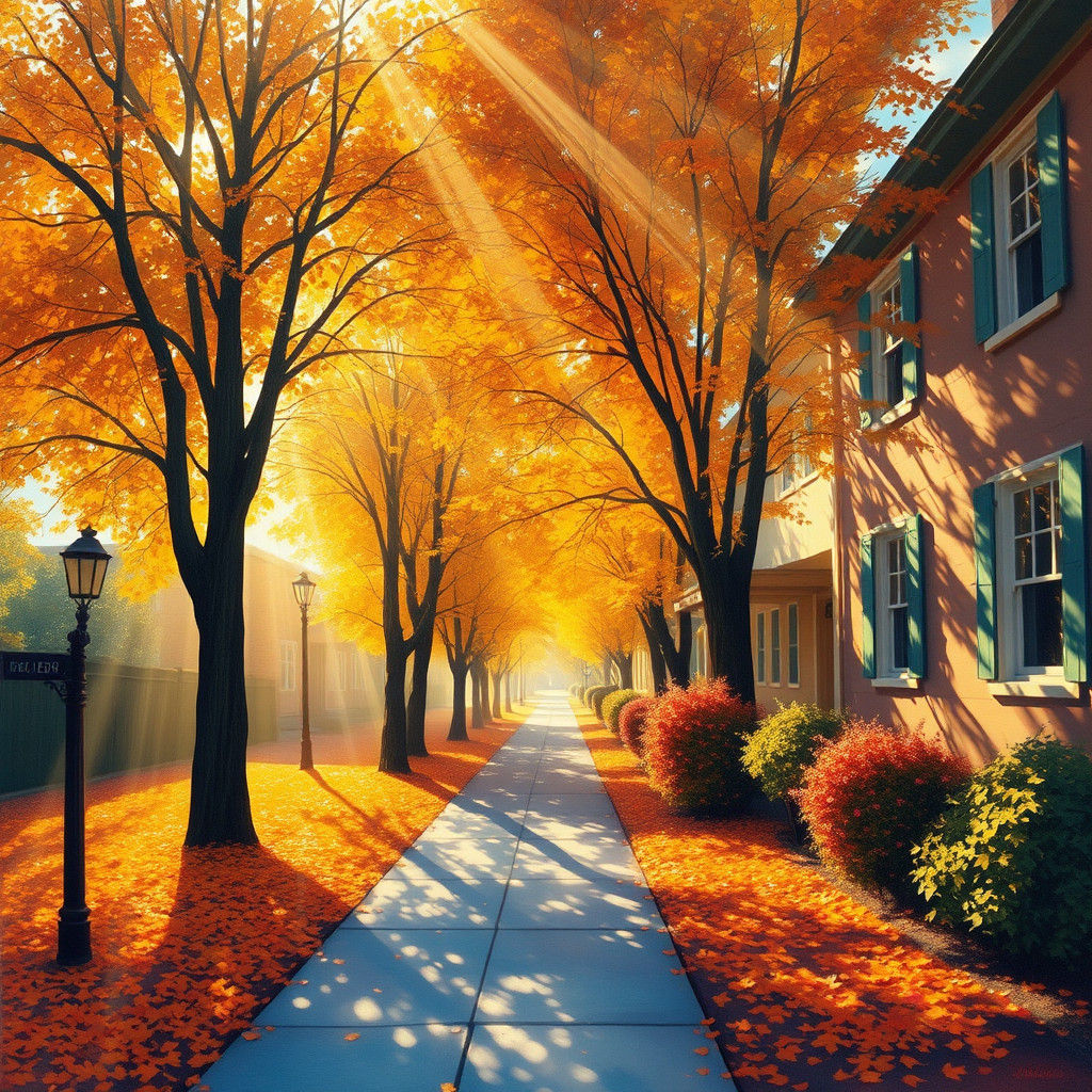 Impressionistic Afternoon Scene with Glittering Leaves