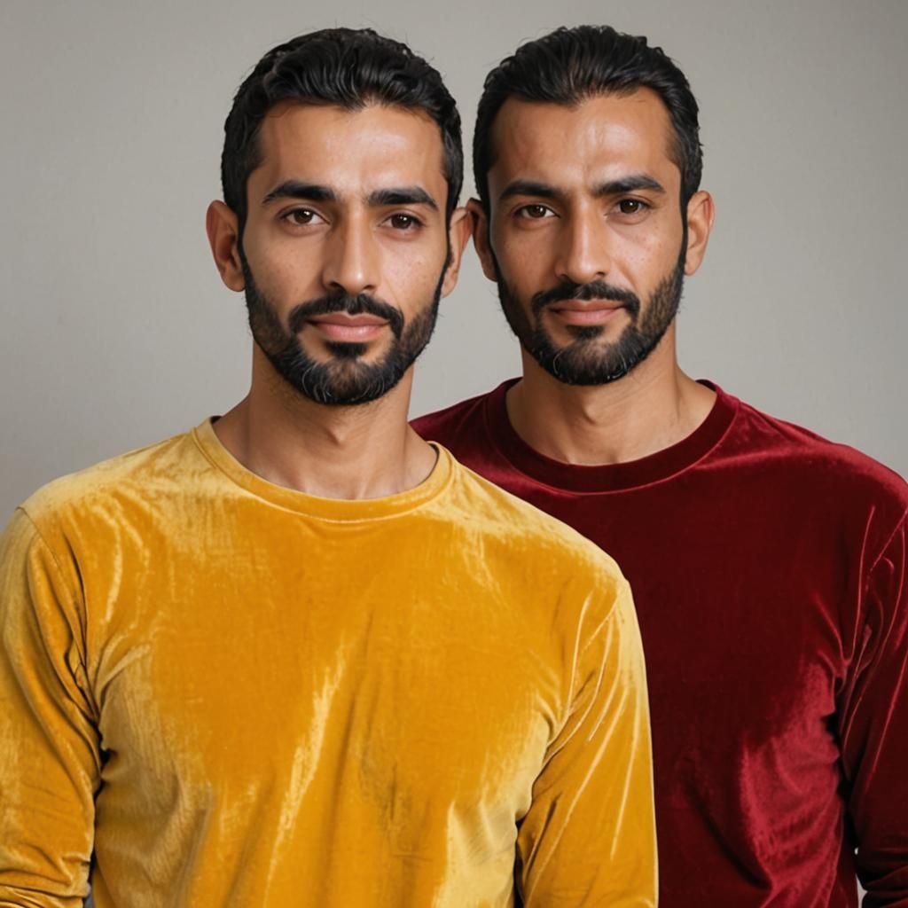 Two Handsome Men in Velvet, Impressionist Impasto Style