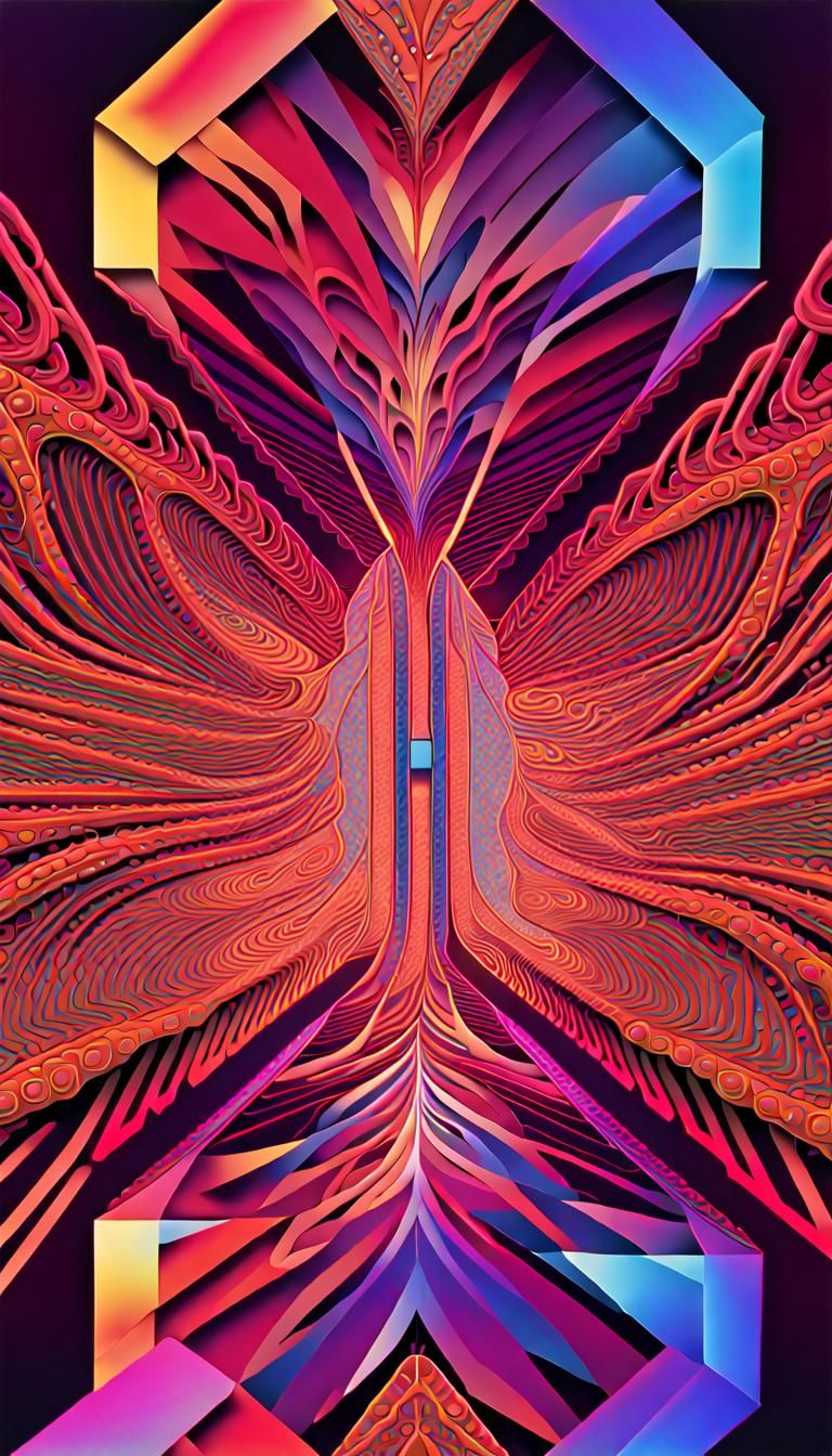 Glowing Neon Fractal Vista in Psychedelic Digital Art