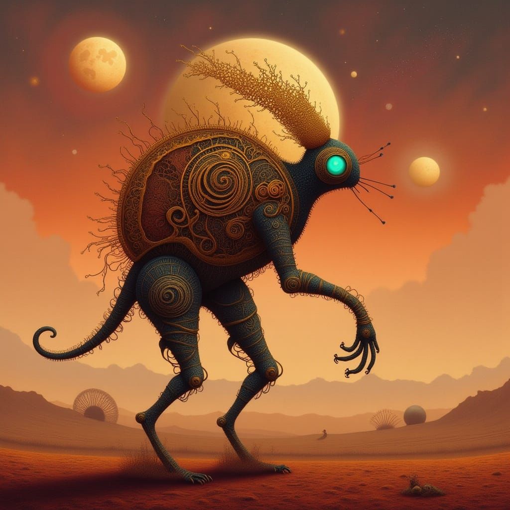 Ancient Robot on Mars Under Binary Sunset