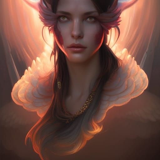 Angelic Demon Portrait in Hyperdetailed Style
