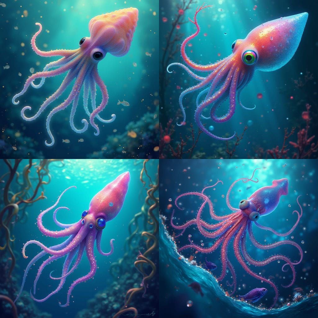 Vibrant Squid in Motion