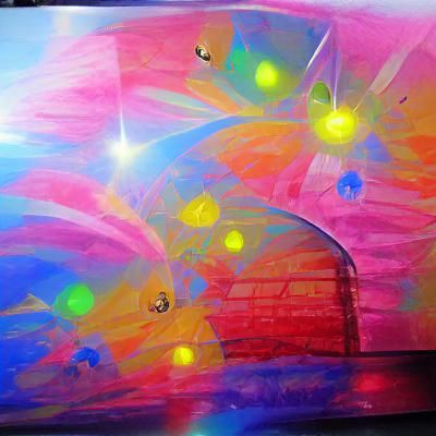 Anime Acrylic Art with Neon Watercolor and Holographic Effec...