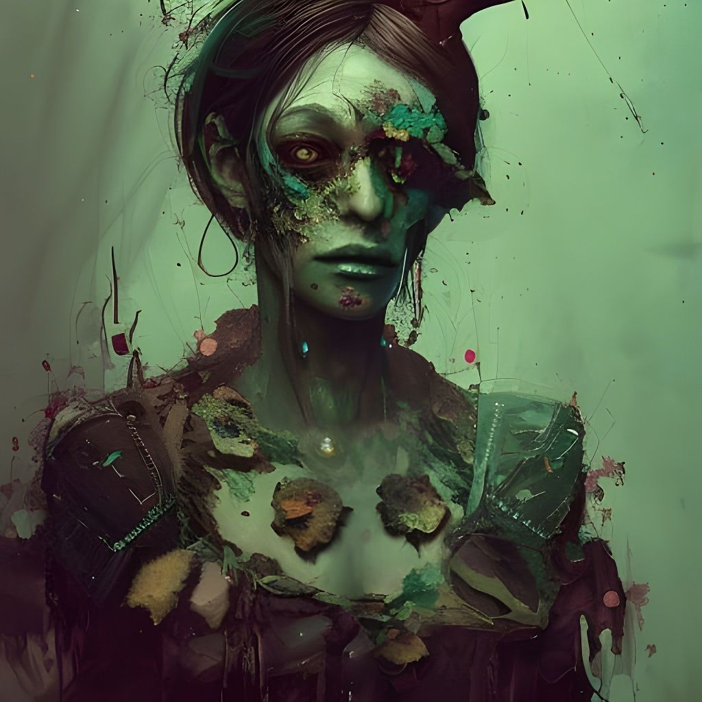 Anthropomorphic Witch Portrait in Deep Colors