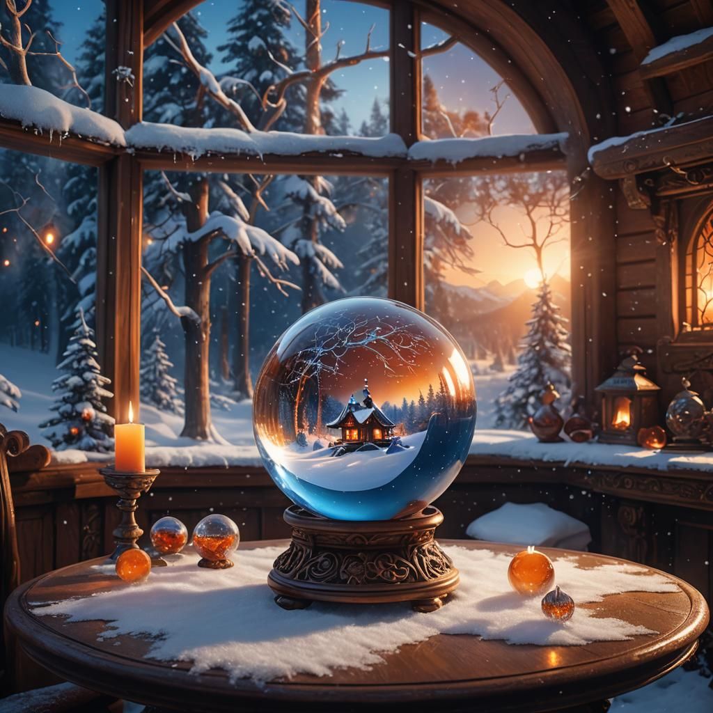 Snowy Landscape in Crystal Ball: Fantasy Concept Art