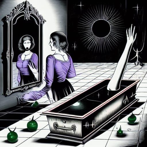 Ethereal Baroque Pop Art Woman in Dark Academia Oil Painting