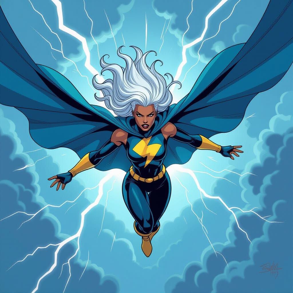 Storm Flying Heroically Through Lightning Sky