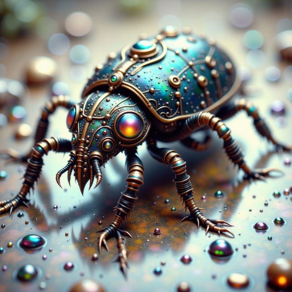 Biomechanical Scarab Beetle in Art Deco Style