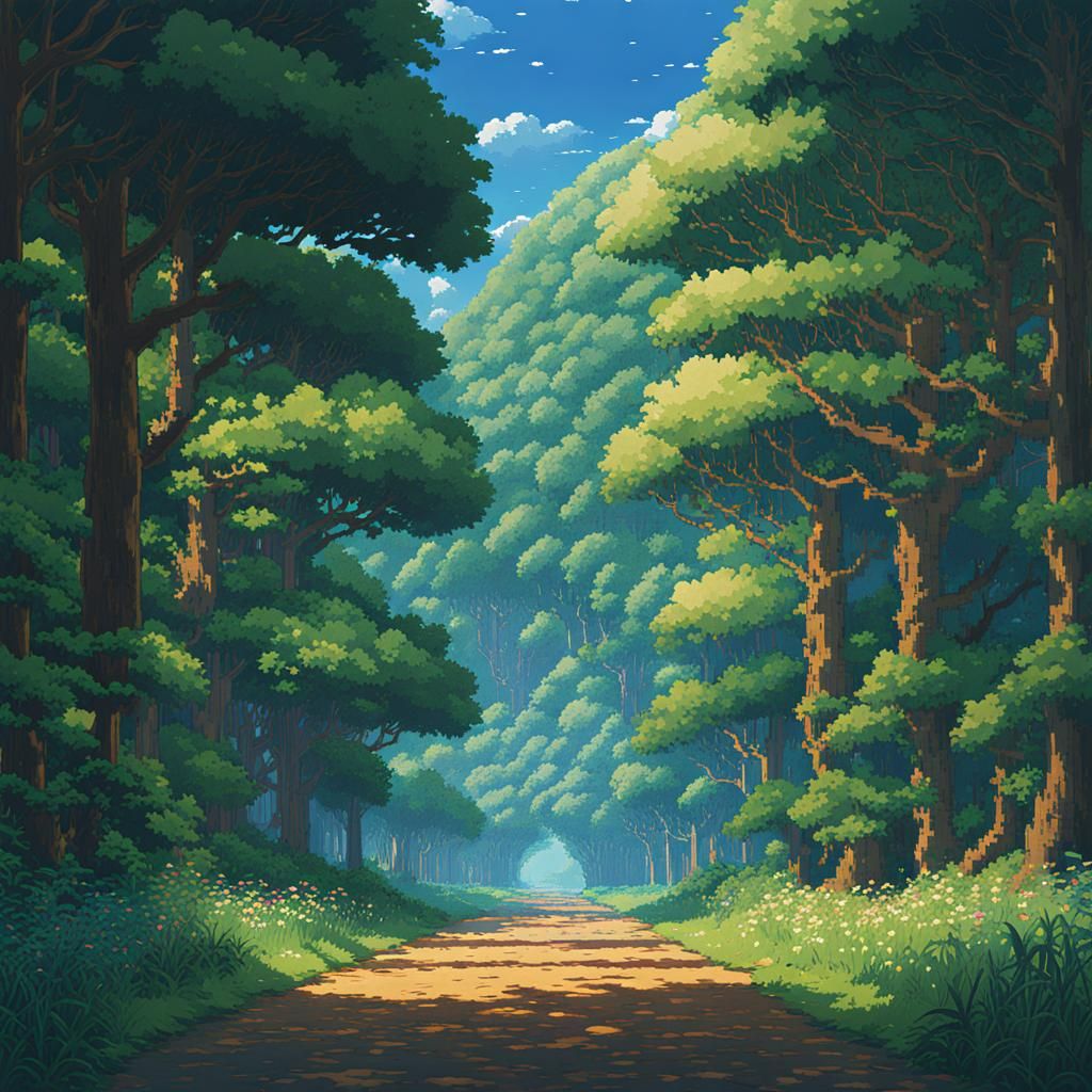 Pixel Art Galaxy in Studio Ghibli Anime Style