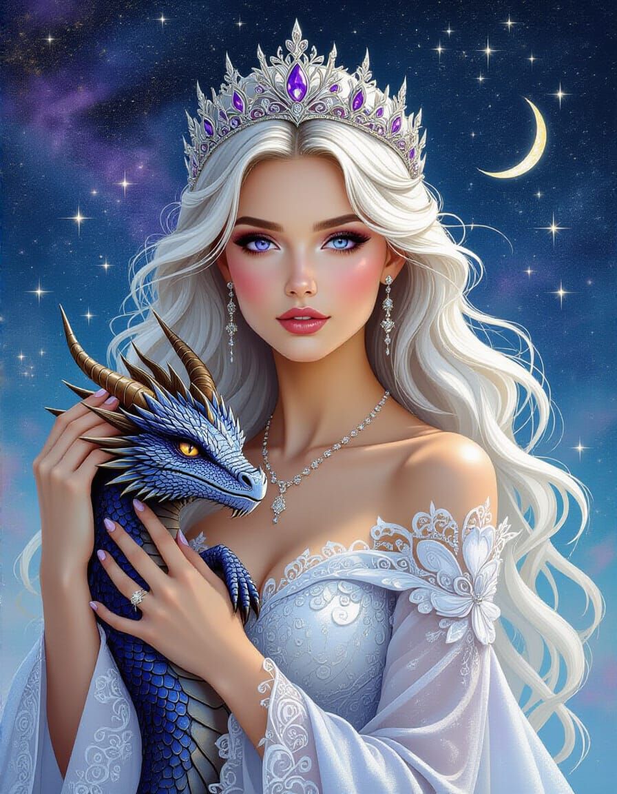 Cosmic Dragon Queen in Ethereal Fantasy Style