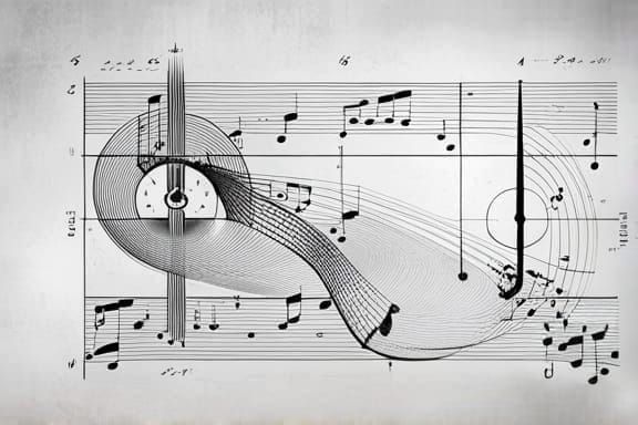 Abstract Graphic Score Inspired by Escher and Technical Draw...