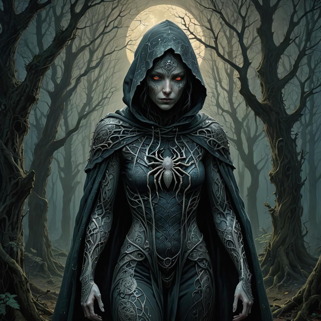 Mystical Drider in Dark Fantasy Forest