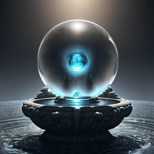 Realistic Water Fountain with Clear Bubble Spheres