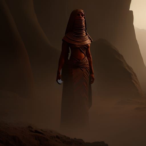 Beautiful Dark Horror Female Mummy, Detailed Digital Art