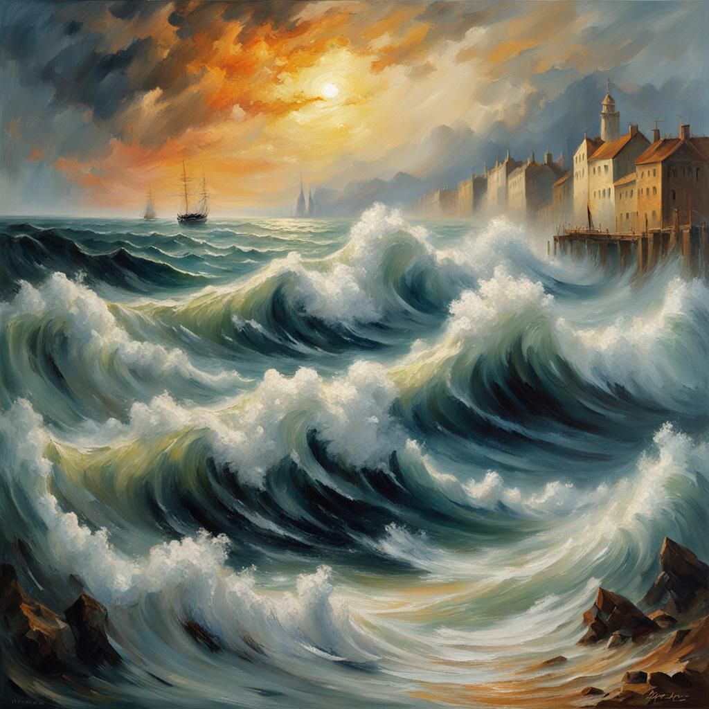 Stormy Seascape in Impasto Style