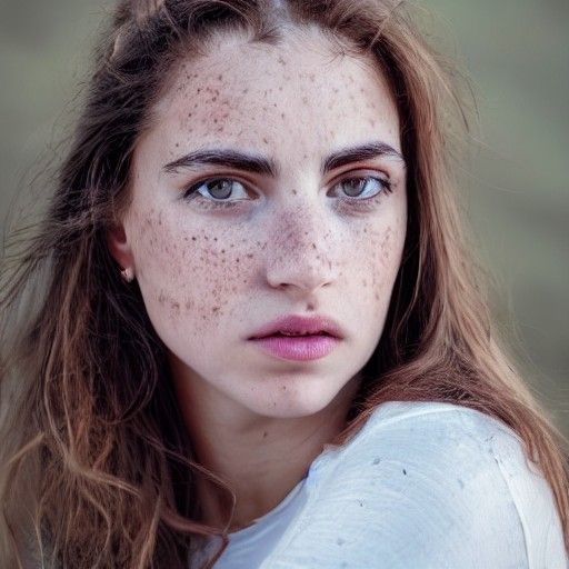 Realistic Portrait of a Freckled Greek Girl