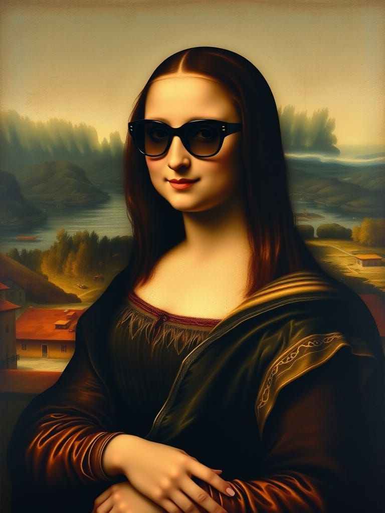 Mona Lisa with Sunglasses in Sfumato Style