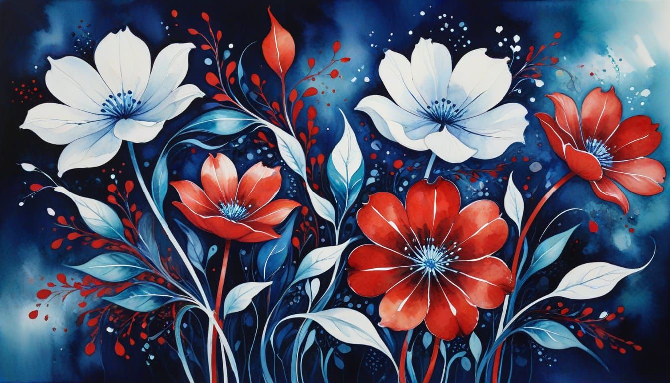 Minimalist Floral Painting in Impressionist Style