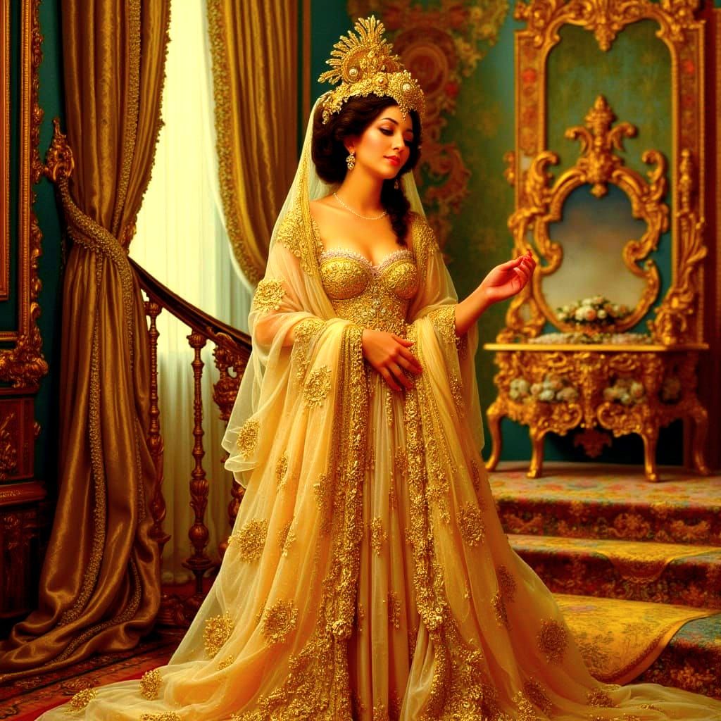 Elegant Woman in Baroque Opulence