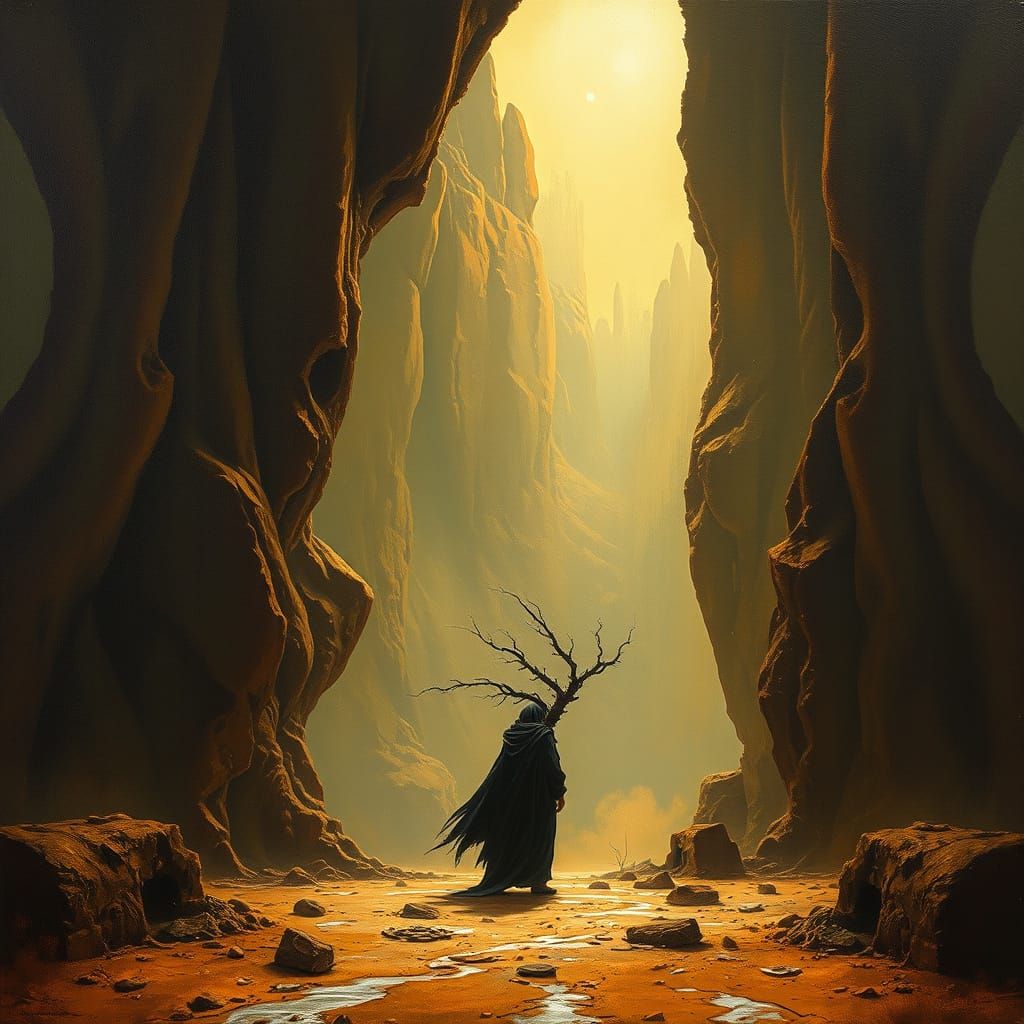 Dark Fantasy Oil Painting in Raw, Painterly Texture