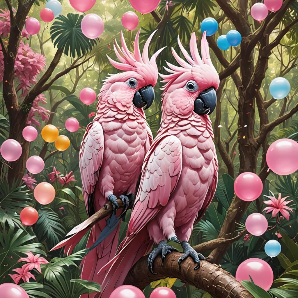 A pink cockatoo is talking.