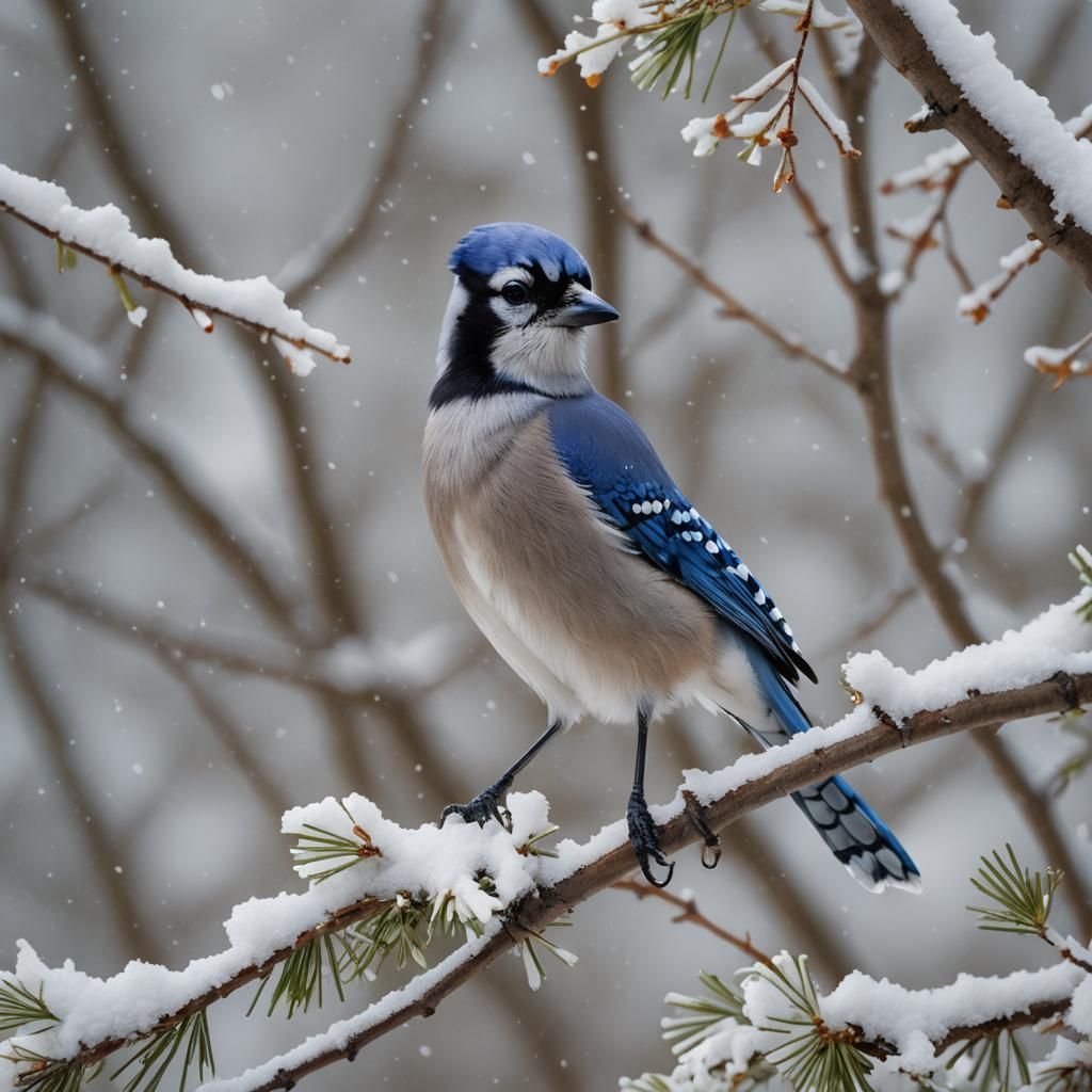 Blue Jay in Winter: Realistic Wildlife Photography